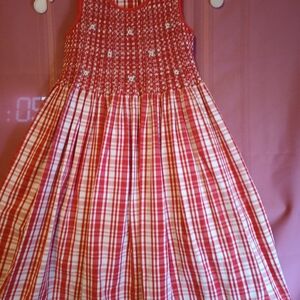 Copper Key Red and White Plaid Kids Dress